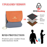 Royal Bagger Color Block Mini Coin Purse, RFID Simple Credit Card Holder with Kiss Lock, Genuine Leather Casual Storage Bag 1922