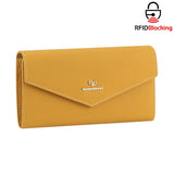 Royal Bagger Envelop Long Wallet - RFID Blocking Simple Solid Color Multi-card Slots Card Holder Genuine Leather Purse 2480