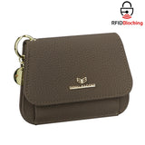 Royal Bagger Multi-card Slots Short Wallet Genuine Leather Credit Card Holder RFID Blocking Coin Purse with Keychain 2443