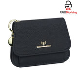 Royal Bagger Multi-card Slots Short Wallet Genuine Leather Credit Card Holder RFID Blocking Coin Purse with Keychain 2443