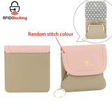 Royal Bagger Color Block Mini Coin Purse, RFID Simple Credit Card Holder with Kiss Lock, Genuine Leather Casual Storage Bag 1922