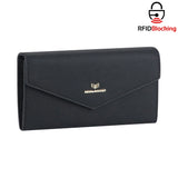 Royal Bagger Envelop Long Wallet - RFID Blocking Simple Solid Color Multi-card Slots Card Holder Genuine Leather Purse 2480