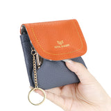 Royal Bagger Color Block Mini Coin Purse, RFID Simple Credit Card Holder with Kiss Lock, Genuine Leather Casual Storage Bag 1922