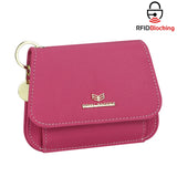 Royal Bagger Multi-card Slots Short Wallet Genuine Leather Credit Card Holder RFID Blocking Coin Purse with Keychain 2443