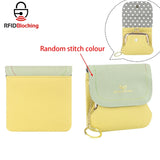 Royal Bagger Color Block Mini Coin Purse, RFID Simple Credit Card Holder with Kiss Lock, Genuine Leather Casual Storage Bag 1922