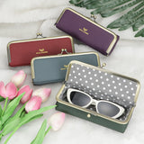 Royal Bagger Genuine Leather Fashion Glasses Case - RFID Blocking, Fashion Pencil Bag with Kiss Lock, Coin Purse for Women 2135