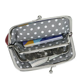 Royal Bagger Coin Purses for Women, Fashion Kiss Lock Change Pouch, Double Clip Key Card Storage Bag 1858