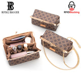 Royal Bagger Women's Chain Handbag, Kiss-Lock Clasp Box Bag & Wallet, Signature Coated Canvas & Vegetable-Tanned Leather 5271