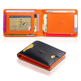 Royal Bagger Men’s Slim Carbon Fiber & Genuine Cow Leather Wallet – Minimalist RFID-Blocking Card Holder, Lightweight Front Pocket Travel Wallet 5240