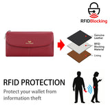 Royal Bagger Women’s RFID Blocking Long Wallet – Genuine Cow Leather Trifold Purse with Multi-Card Slots & Magnetic Closure 5063