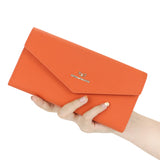 Royal Bagger Envelop Long Wallet - RFID Blocking Simple Solid Color Multi-card Slots Card Holder Genuine Leather Purse 2480