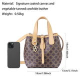 Royal Bagger Retro Signature Canvas & Leather Bucket Bag, Convertible Tote & Basket Handbag for Women 5262