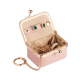 9894 Leather Kiss-Lock Jewelry Box with Chain