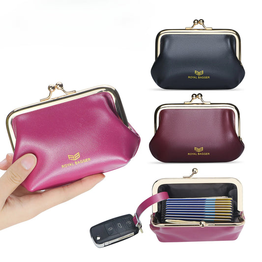 3243 Leather RFID Kiss-Lock Keychain Wallet