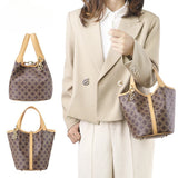 4260 Canvas & Leather Basket Bucket Bag