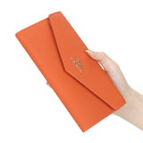 Royal Bagger Envelop Long Wallet - RFID Blocking Simple Solid Color Multi-card Slots Card Holder Genuine Leather Purse 2480