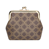 Royal Bagger Elegant Retro RFID Kiss-Lock Coin Purse for Women, Signature Coated Canvas & Vegetable-Tanned Cowhide Leather, Vintage Metal Frame Small Wallet with Card Organizer 3271