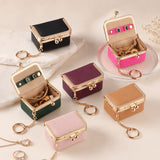 9894 Leather Kiss-Lock Jewelry Box with Chain