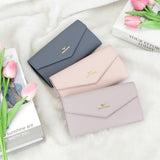 Royal Bagger Envelop Long Wallet - RFID Blocking Simple Solid Color Multi-card Slots Card Holder Genuine Leather Purse 2480