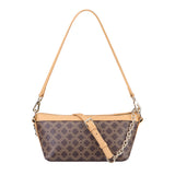 Royal Bagger Chain Shoulder Bag for Women, Signature Coated Canvas & Vegetable-Tanned Cowhide Leather Underarm Purse, Fashion Retro Handbag 5263