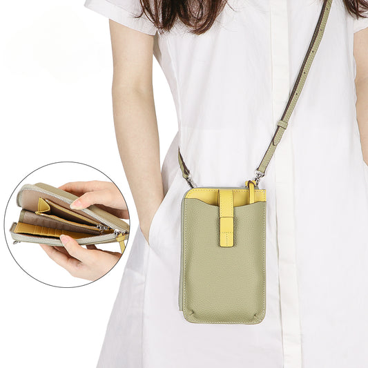 Royal Bagger Contrasting Color Mobile Phone Bags, Genuine Leather Women's Clutch Wallet Purse, Mini Shoulder Crossbody Bag 1723