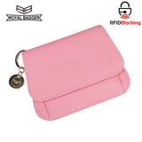 Royal Bagger RFID Short Wallets for Women Genuine Cow Leather Fashion Card Holder with Key Ring Holders Clutch Slim Coin Purse