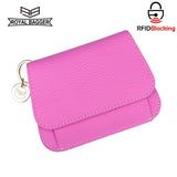 Royal Bagger RFID Short Wallets for Women Genuine Cow Leather Fashion Card Holder with Key Ring Holders Clutch Slim Coin Purse