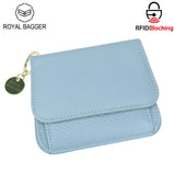 Royal Bagger RFID Short Wallet for Women Genuine Cow Leather Large Capacity Key Chain Card Holders Fashion Trifold Wallets 1459